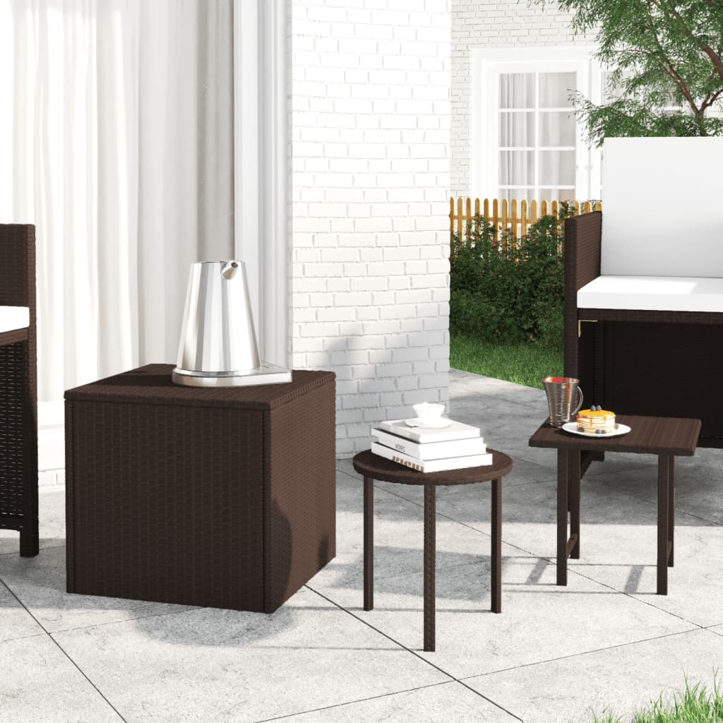Tables D'appoint De Jardin 3 Pcs Résine Tressée