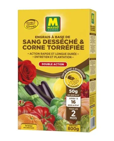 Engrais à base de sang desséché et corne torréfiéen 800g