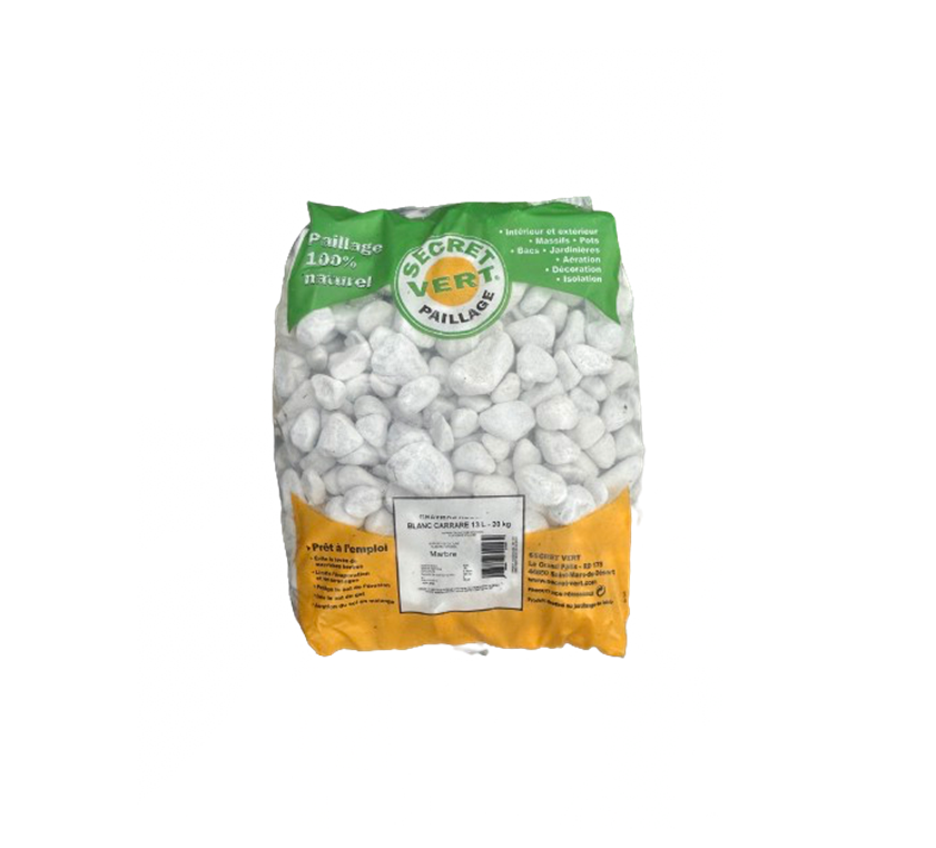 Galets roulés blanc carrare 25/40 ( 20kg )