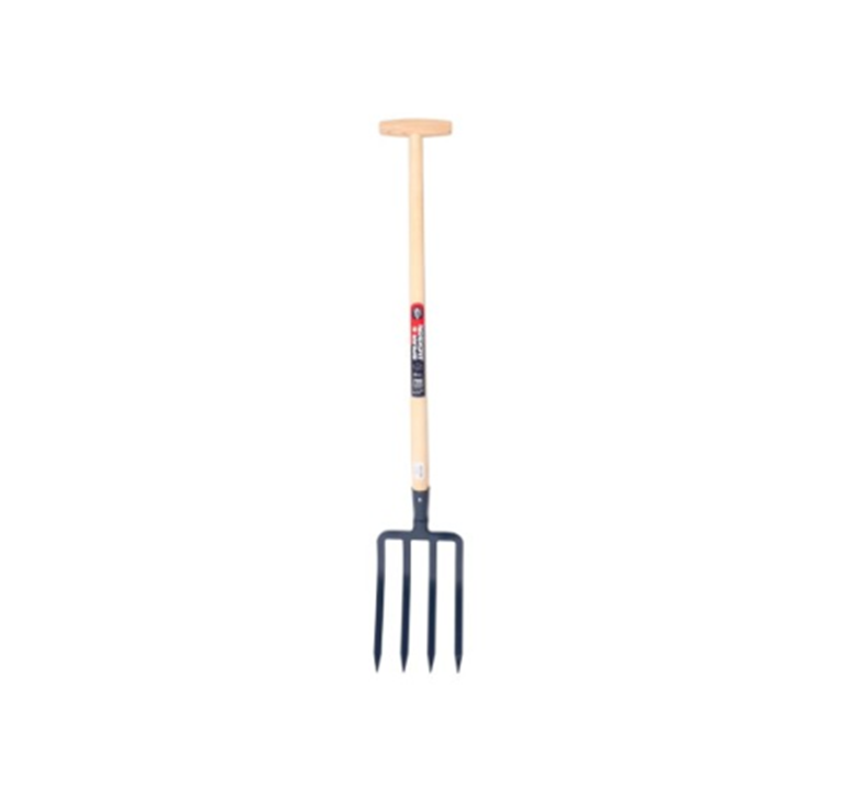 Fourche à bêcher à douille 4 dents de 30 cm manche bois béquille 80 cm Spear & Jackson