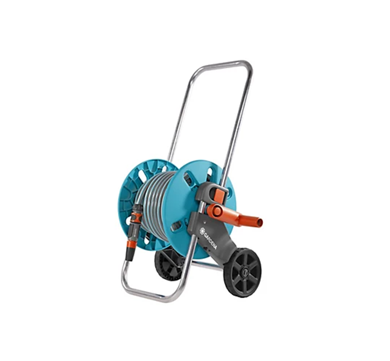 Dévidoir d'arrosage sur roue Gardena + tuyau 20m + 8 accessoire