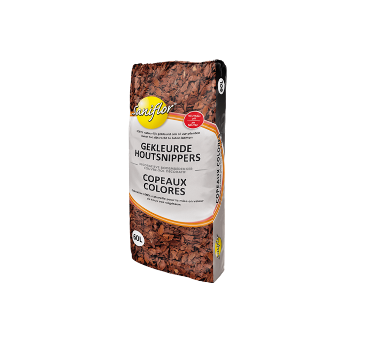Copeaux de bois colorés en rouge 60L