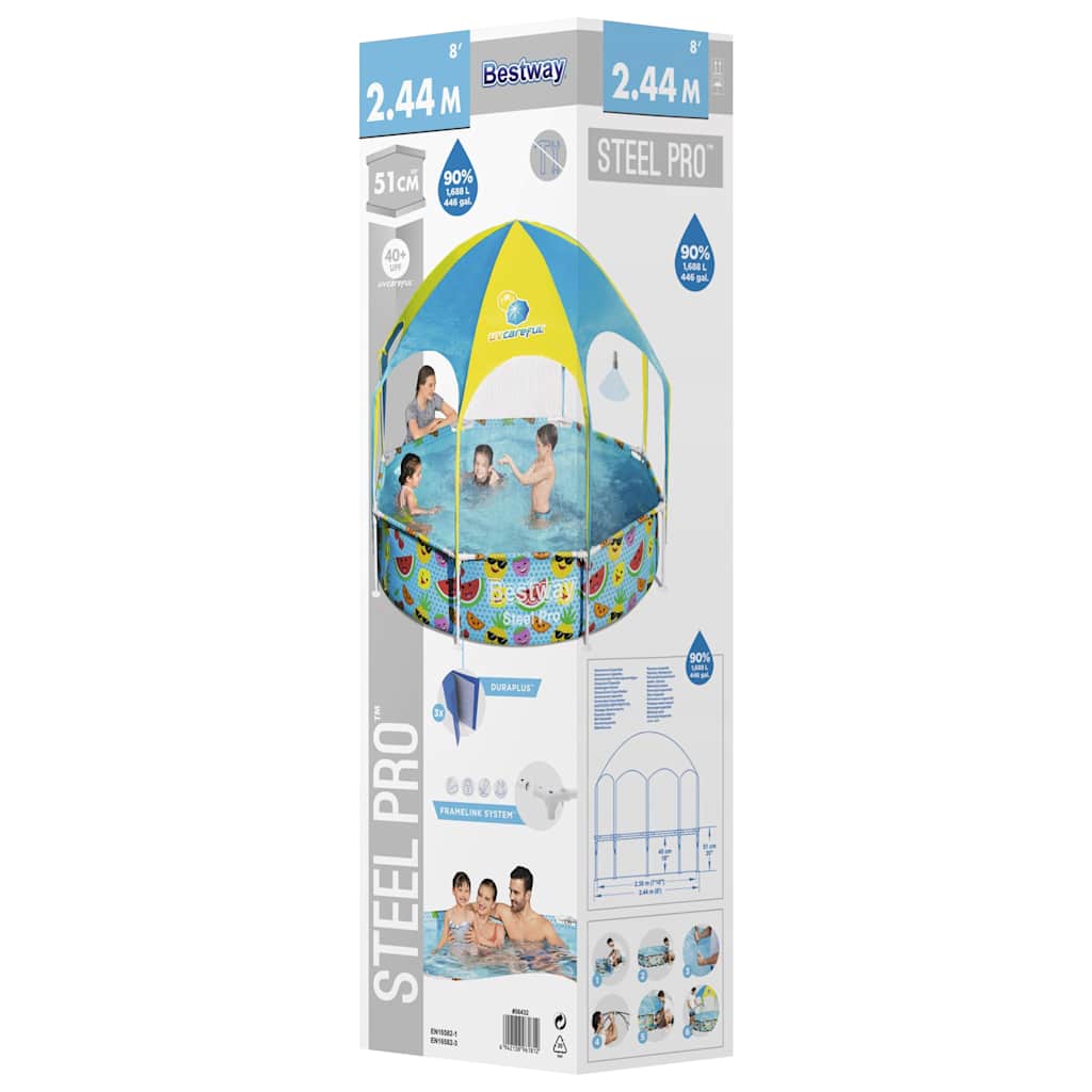 Bestway Bestway Piscine Hors Sol Steel Pro Uv Careful Pour Enfants 244X51 Cm