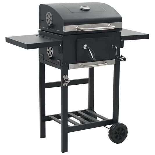 Gril De Barbecue Au Charbon De Bois Et Étagère Inférieure Noir