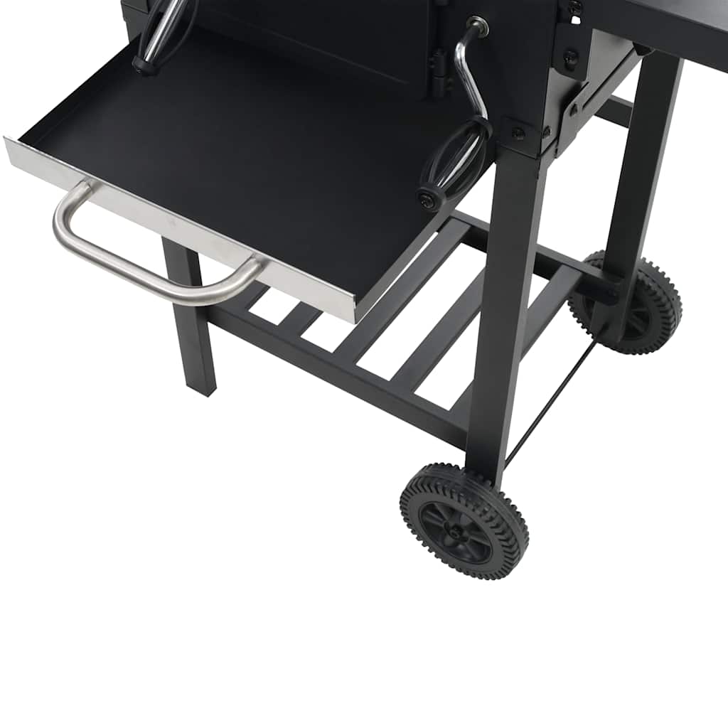 Gril De Barbecue Au Charbon De Bois Et Étagère Inférieure Noir