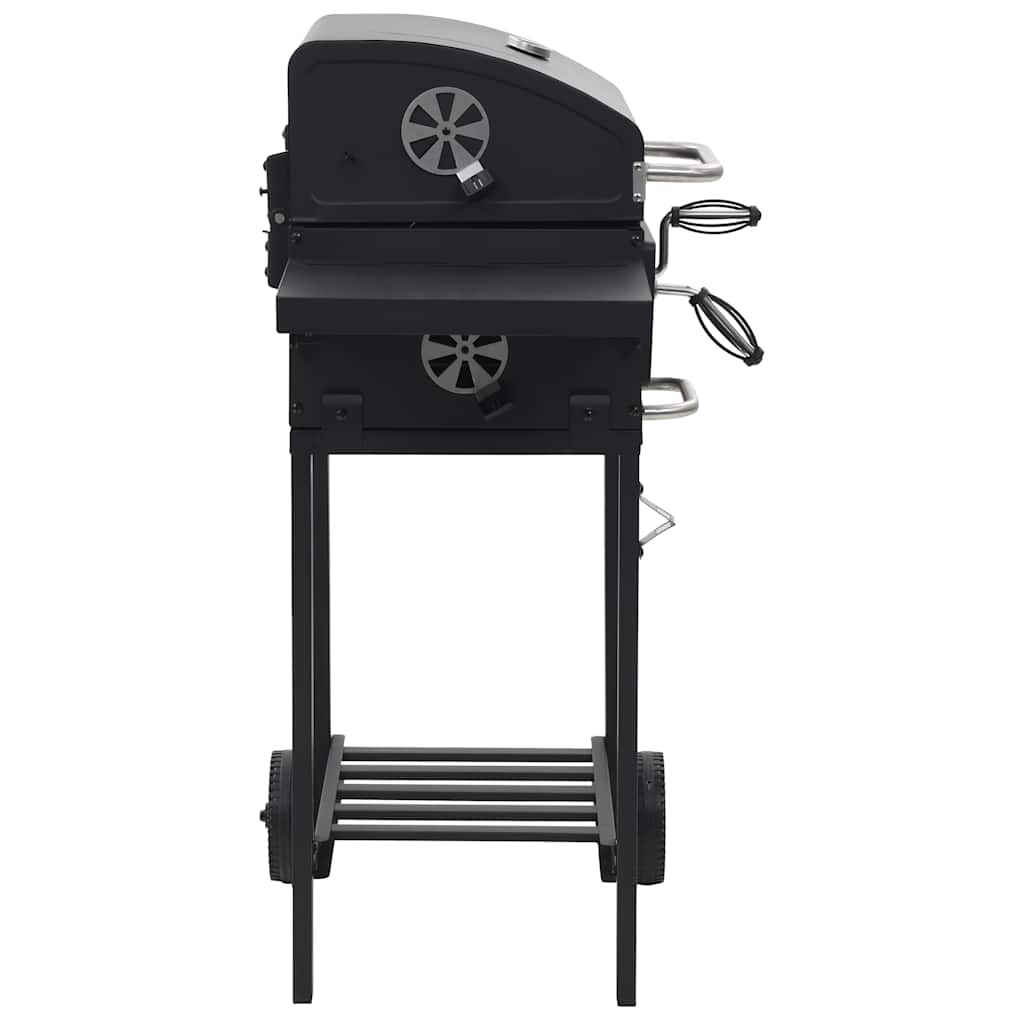 Gril De Barbecue Au Charbon De Bois Et Étagère Inférieure Noir