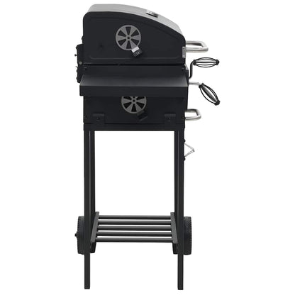 Gril De Barbecue Au Charbon De Bois Et Étagère Inférieure Noir