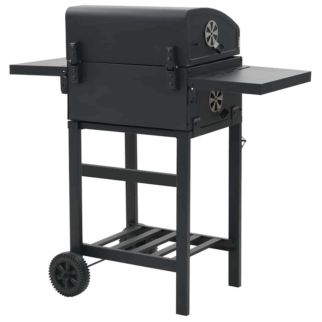 Gril De Barbecue Au Charbon De Bois Et Étagère Inférieure Noir