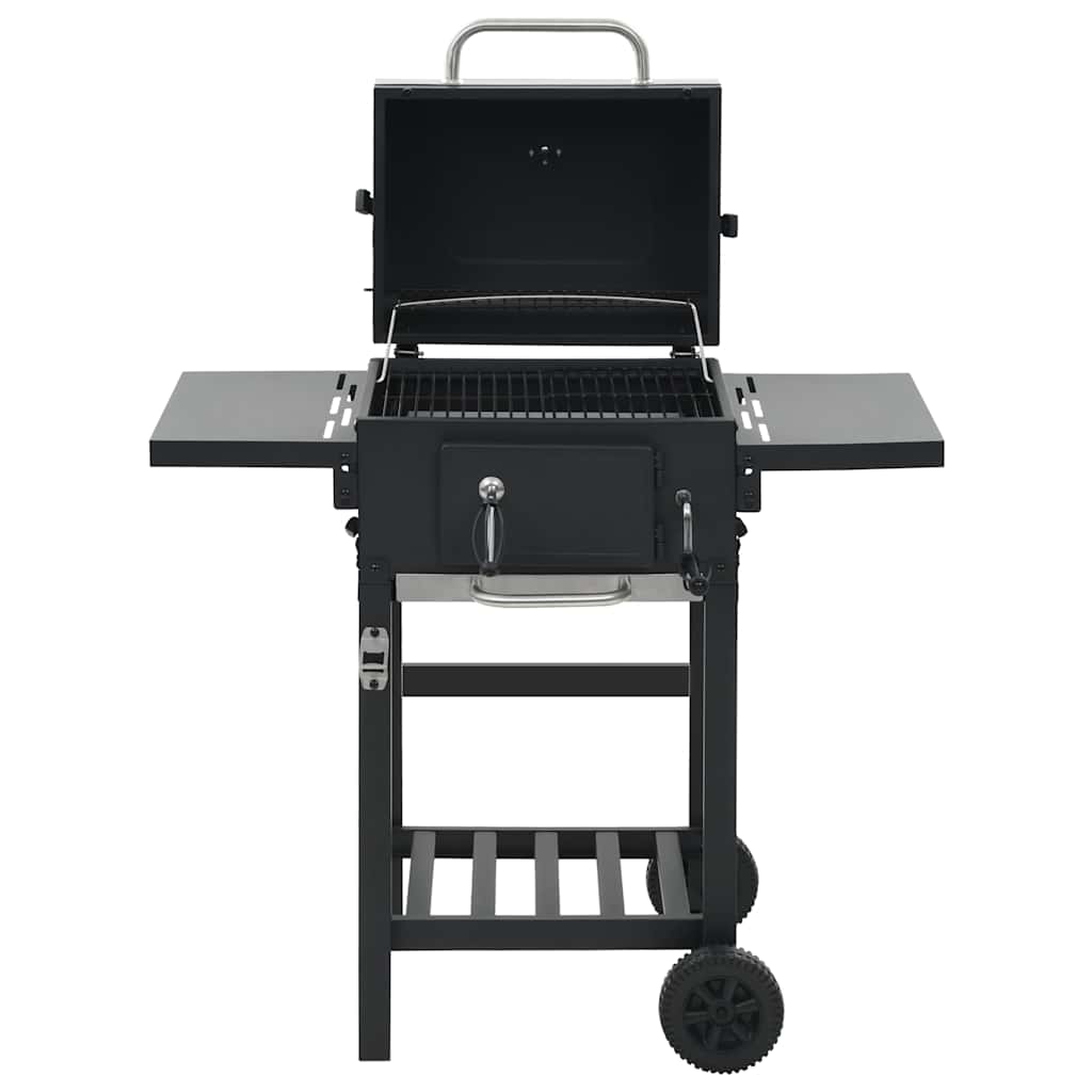 Gril De Barbecue Au Charbon De Bois Et Étagère Inférieure Noir