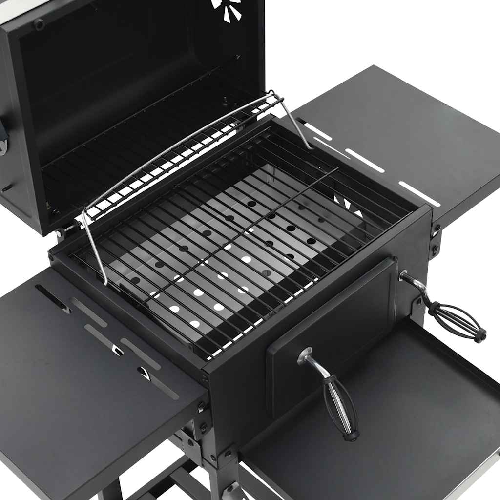 Gril De Barbecue Au Charbon De Bois Et Étagère Inférieure Noir