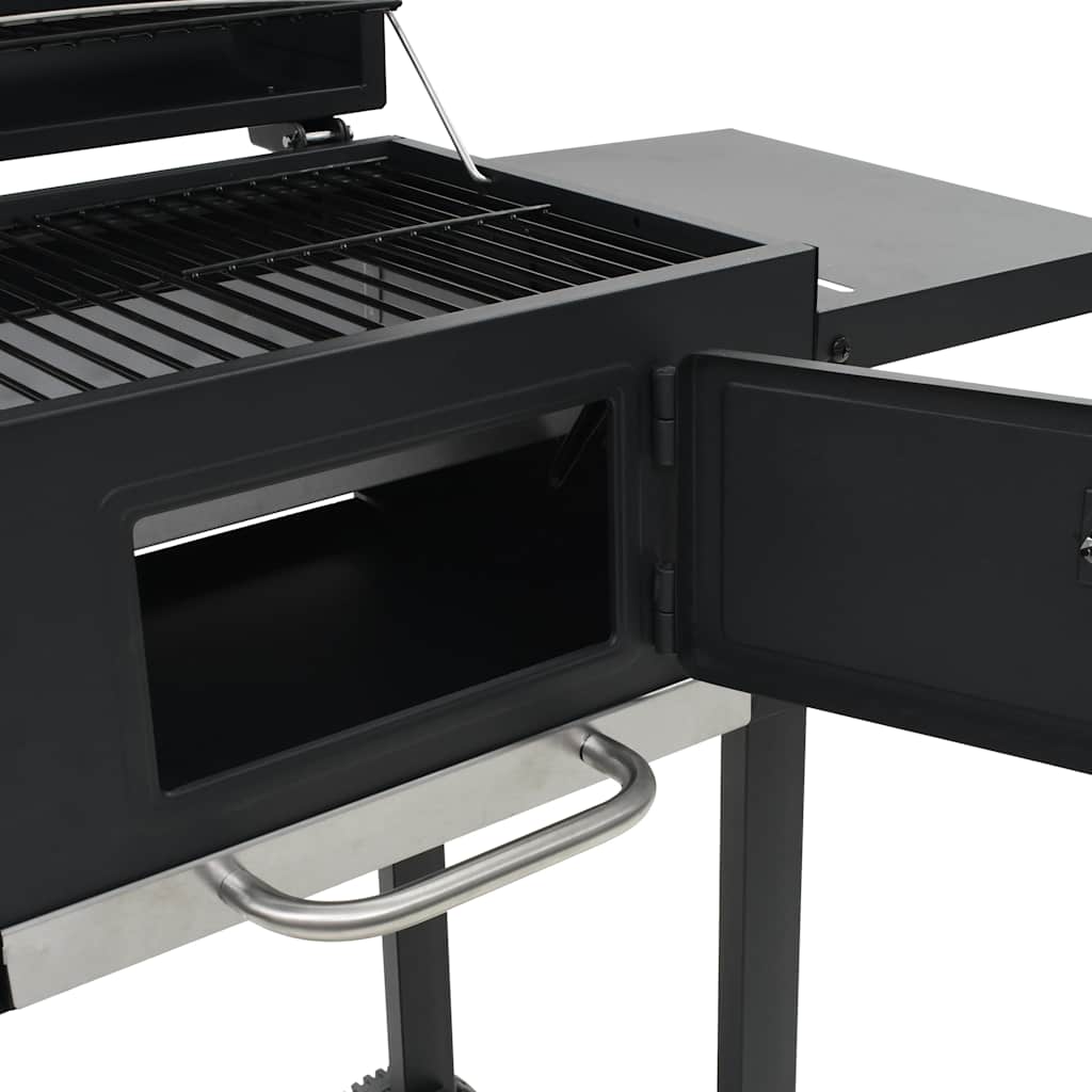 Gril De Barbecue Au Charbon De Bois Et Étagère Inférieure Noir
