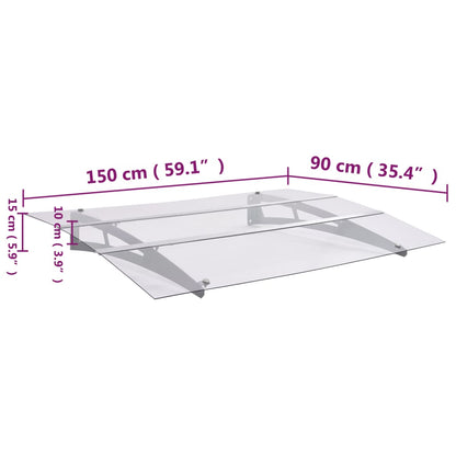 Auvent De Porte Argent Et Transparent Pet