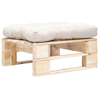 Repose-Pied Palette De Jardin Avec Coussin Gris Bois Naturel