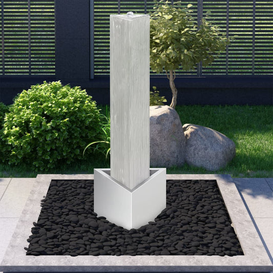 Fontaine De Jardin Argenté 37,7X32,6X110 Cm Acier Inoxydable