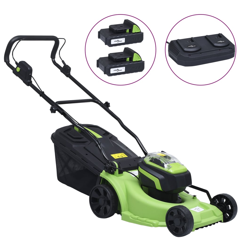 Tondeuse À Gazon Sans Fil Avec 2 Bloc-Piles 20V 2000 Mah Li-Ion