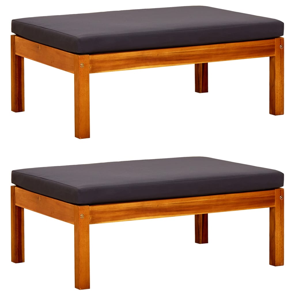 Repose-Pieds De Jardin Lot De 2 Bois D'acacia Massif