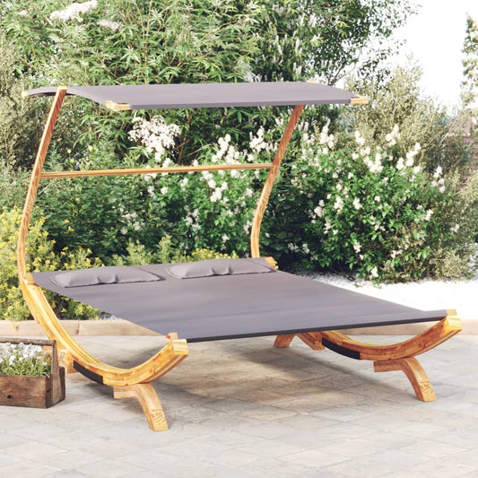 Lit Repos Et Auvent 165X203X138Cm Bois Courbé Massif