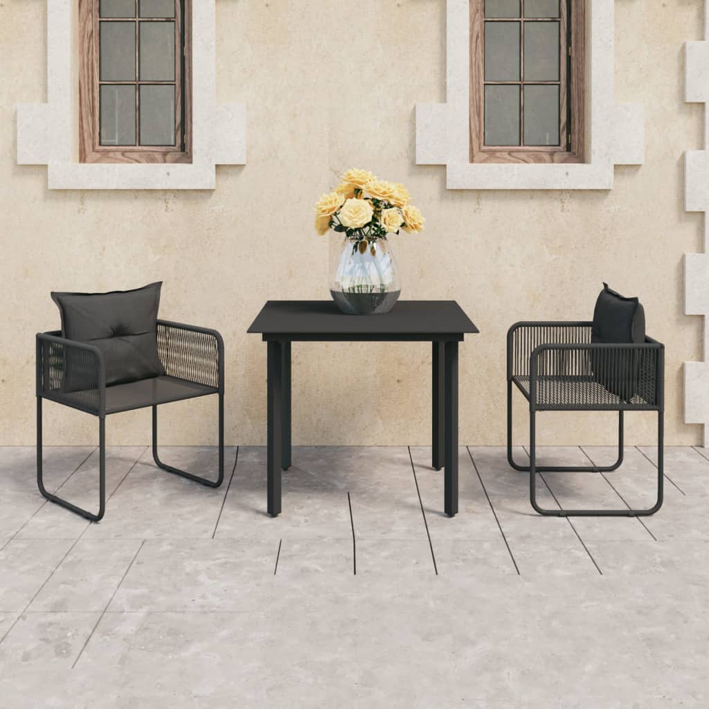 Salon De Jardin 9 Pcs Pvc Résine Tressée Noir