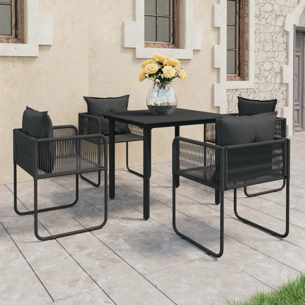 Salon De Jardin 9 Pcs Pvc Résine Tressée Noir