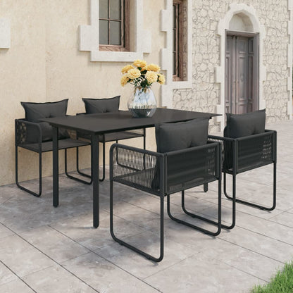 Salon De Jardin 9 Pcs Pvc Résine Tressée Noir