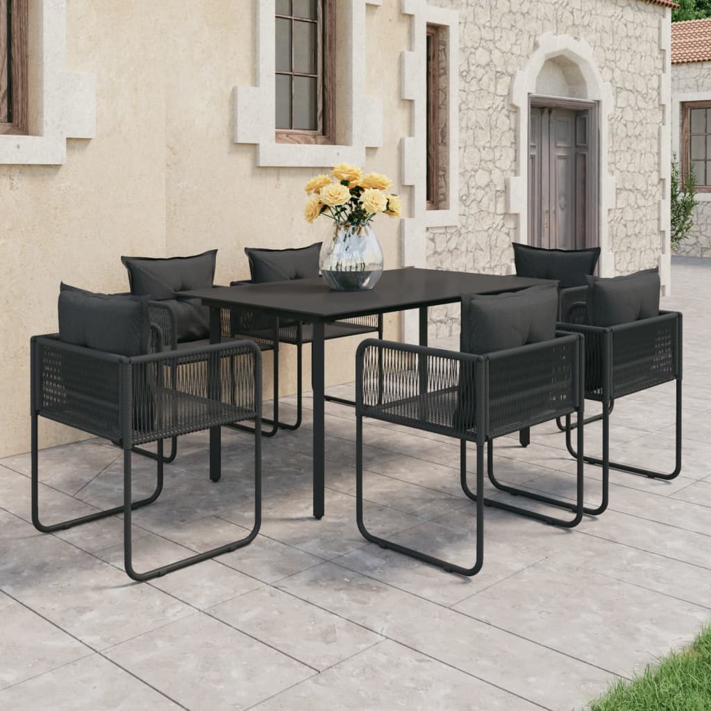 Salon De Jardin 9 Pcs Pvc Résine Tressée Noir
