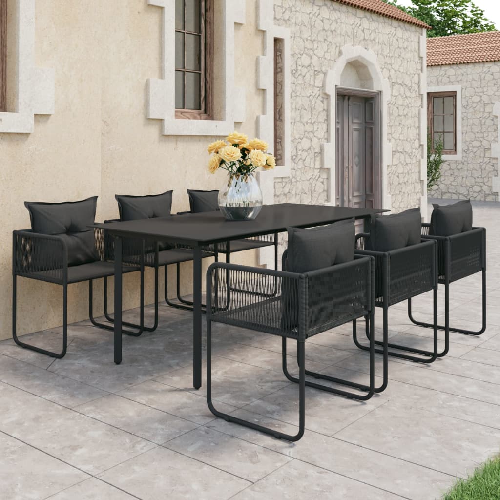 Salon De Jardin 9 Pcs Pvc Résine Tressée Noir