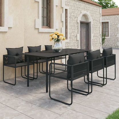 Salon De Jardin 9 Pcs Pvc Résine Tressée Noir