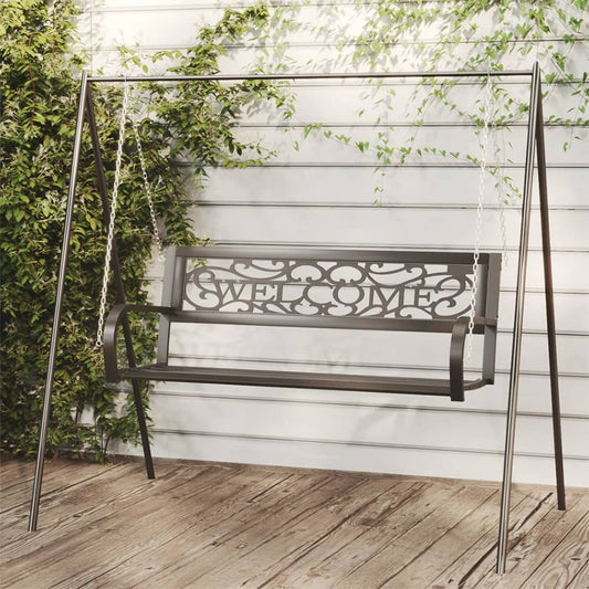 Balancelle De Jardin 125 Cm Acier Et Plastique Noir