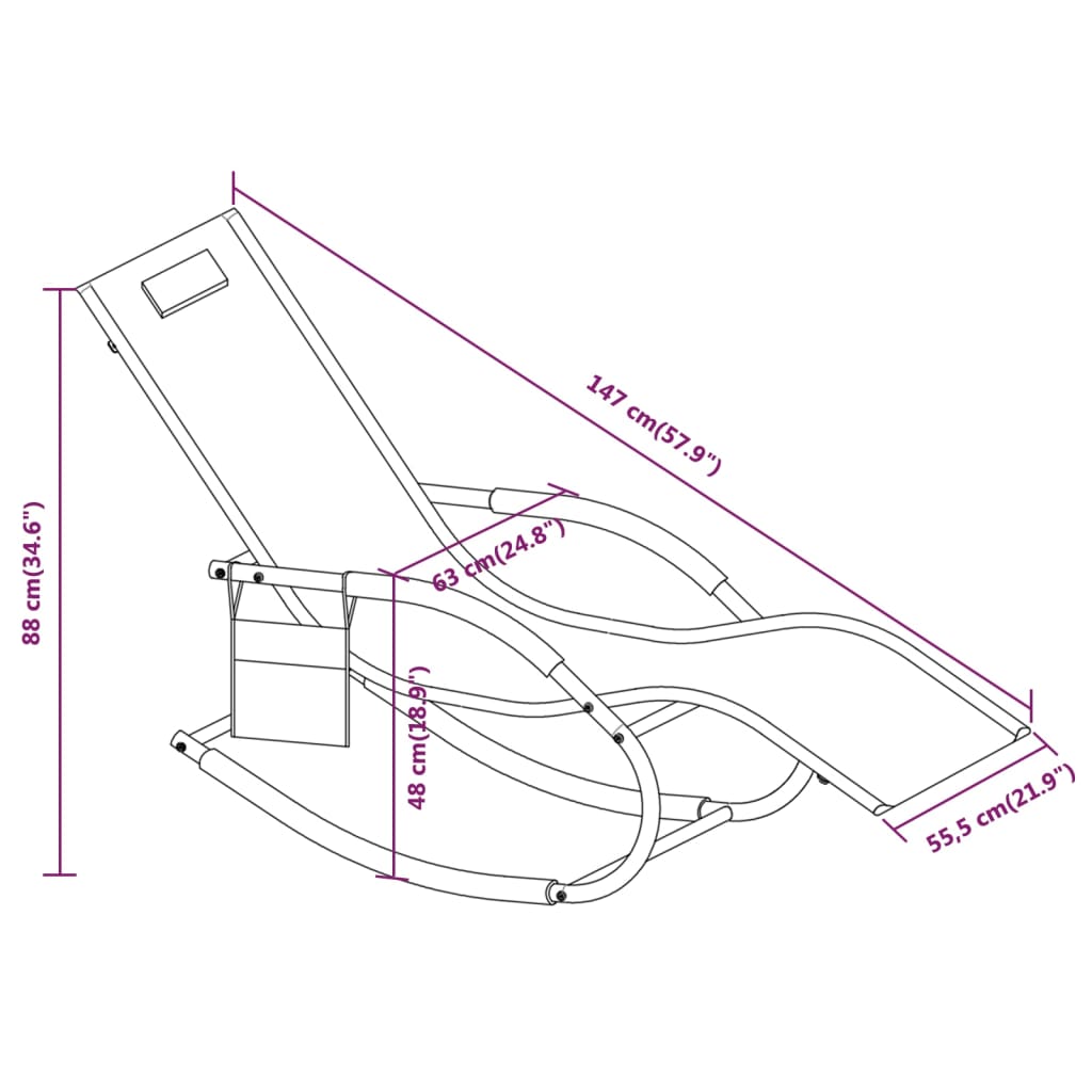 Chaise Longue À Bascule Acier Et Textilène