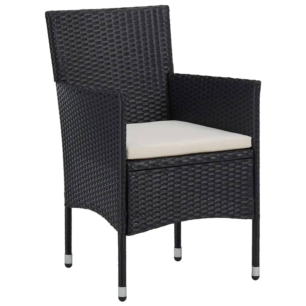 Ensemble À Manger De Jardin 3Pcs Résine Tressée Et Verre Trempé