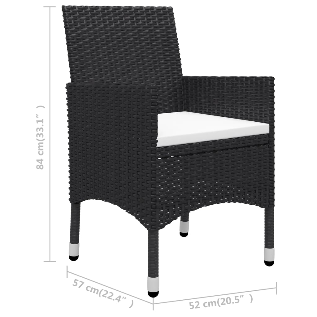 Ensemble À Manger De Jardin 3Pcs Résine Tressée Et Verre Trempé