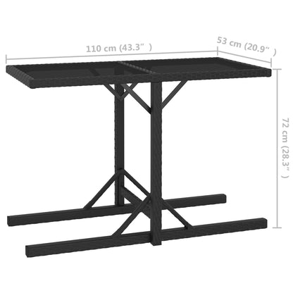 Ensemble À Manger De Jardin 3Pcs Résine Tressée Et Verre Trempé