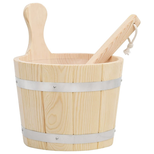 Ensemble De Seau Et Louche Pour Sauna Bois Massif De Pin