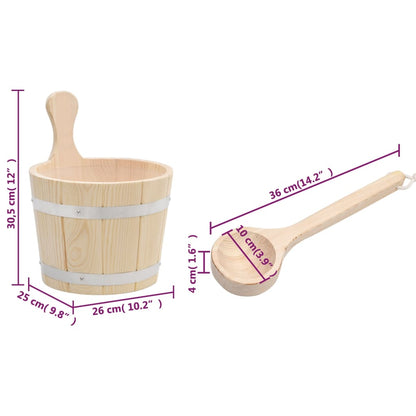 Ensemble De Seau Et Louche Pour Sauna Bois Massif De Pin
