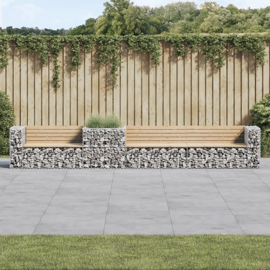 Banc De Jardin Avec Panier En Gabion Bois Massif De Pin