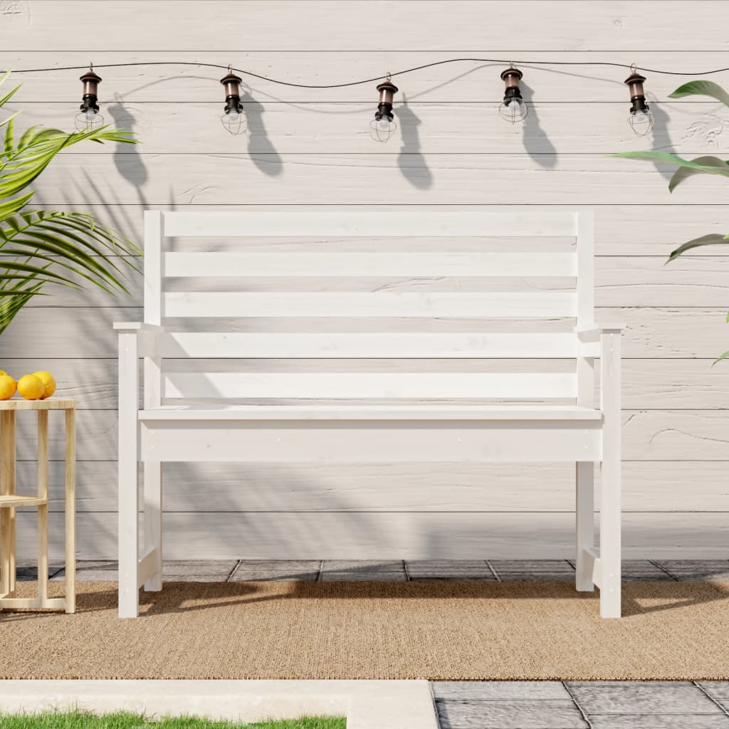 Banc De Jardin Blanc 203,5X48X91,5 Cm Bois Massif De Pin