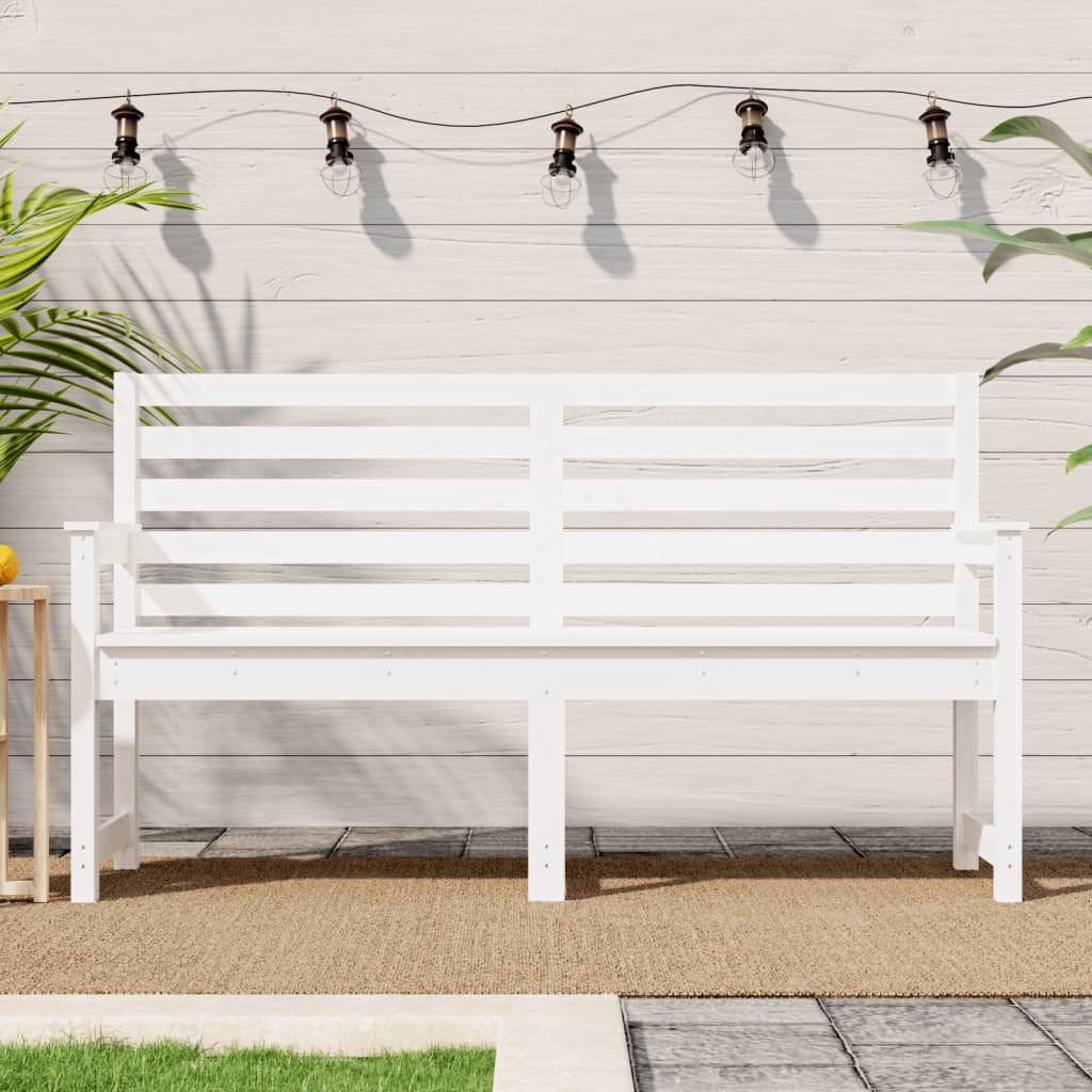Banc De Jardin Blanc 203,5X48X91,5 Cm Bois Massif De Pin