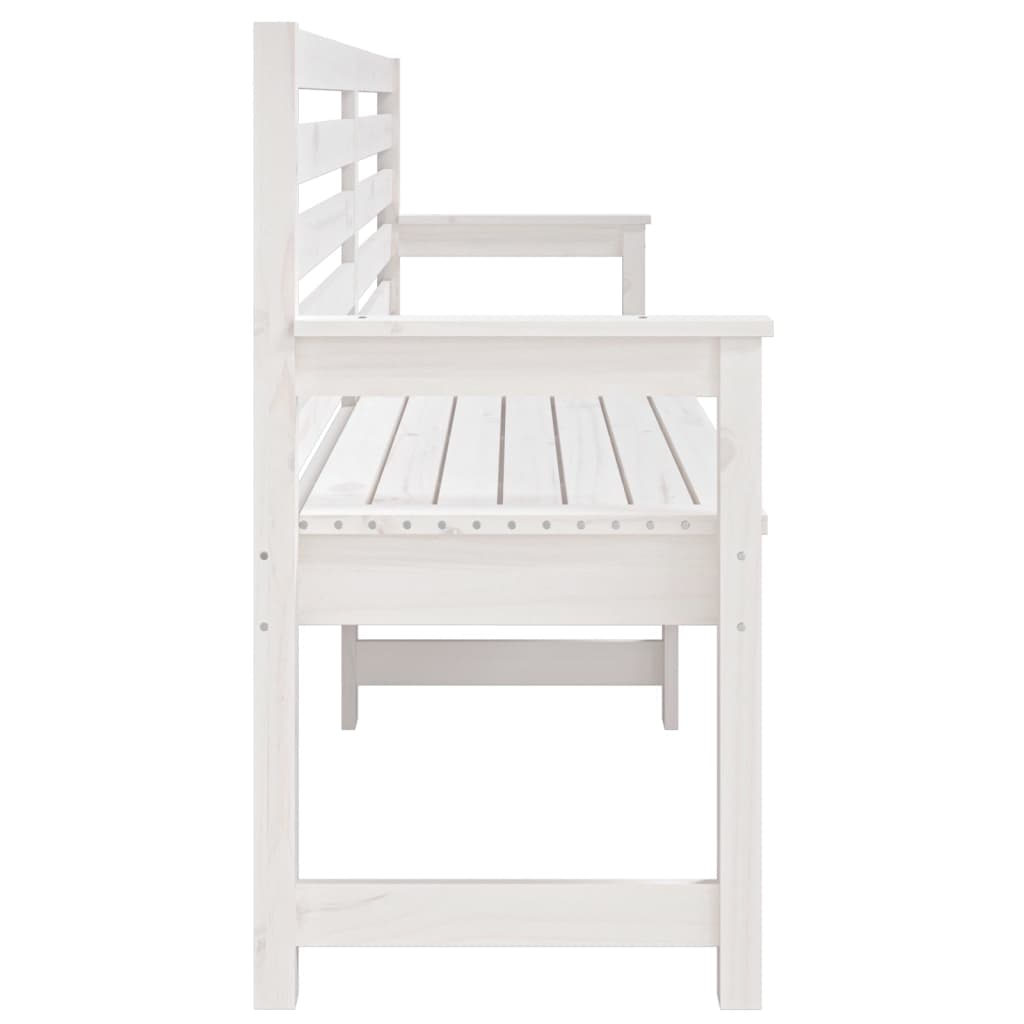 Banc De Jardin Blanc 203,5X48X91,5 Cm Bois Massif De Pin