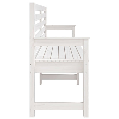 Banc De Jardin Blanc 203,5X48X91,5 Cm Bois Massif De Pin