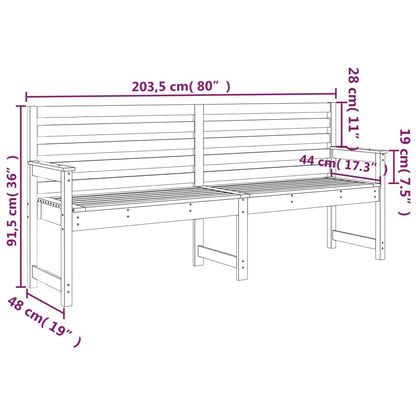 Banc De Jardin Blanc 203,5X48X91,5 Cm Bois Massif De Pin