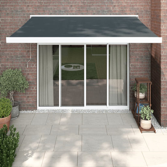 Auvent Rétractable Anthracite 3X2,5 M Tissu Et Aluminium