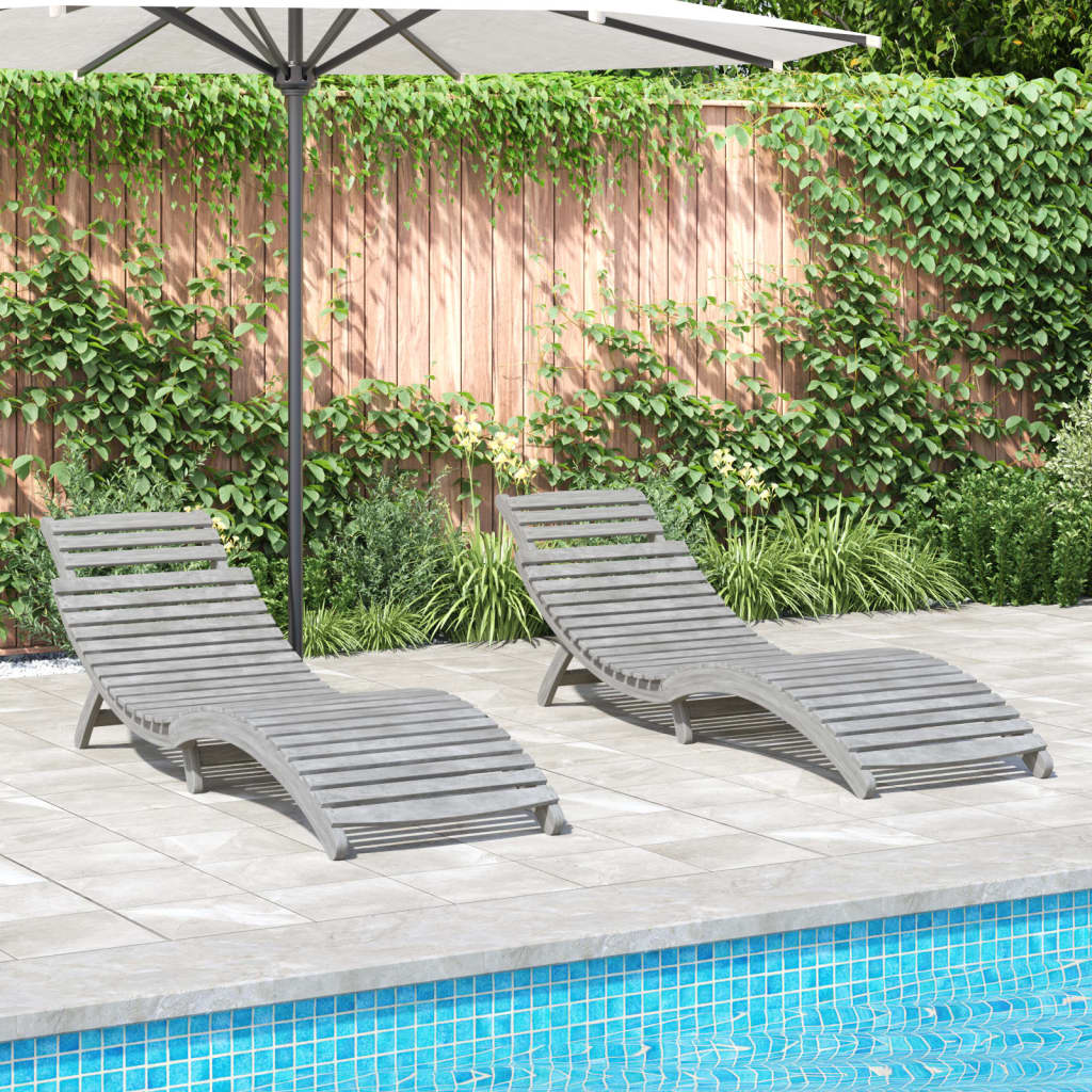 Chaises Longues Lot De 2 Avec Table Bois Massif D'acacia