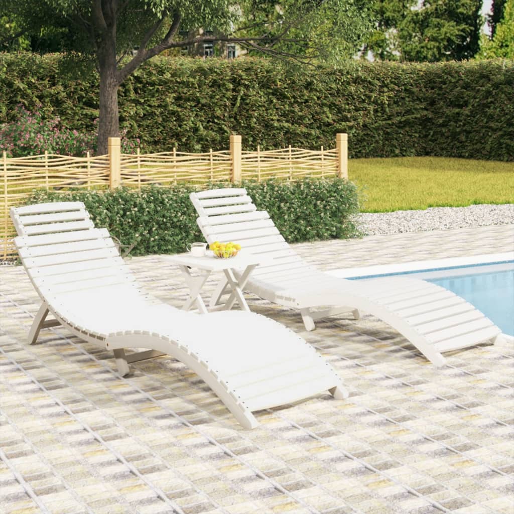 Chaises Longues Lot De 2 Avec Table Bois Massif D'acacia