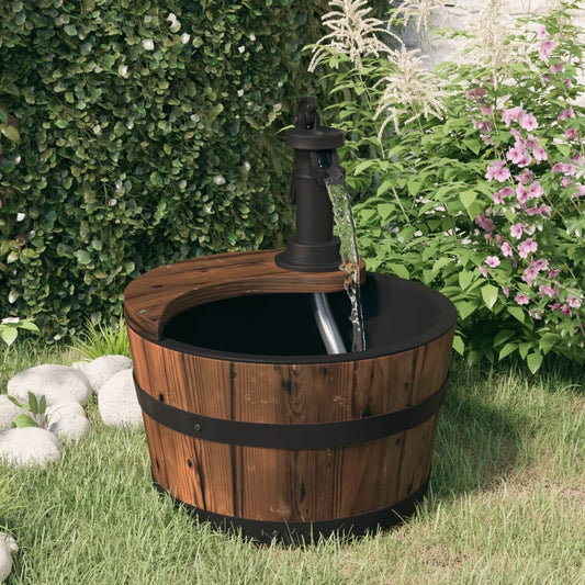 Fontaine À Eau Avec Pompe 28X28X34,5 Cm Bois De Sapin Massif