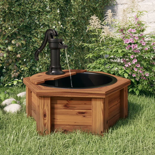 Fontaine À Eau Avec Pompe 57X57X53 Cm Bois De Sapin Massif