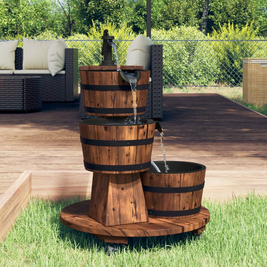 Fontaine À Eau Sur Roues Pompe 55X55X80 Cm Bois De Sapin Massif