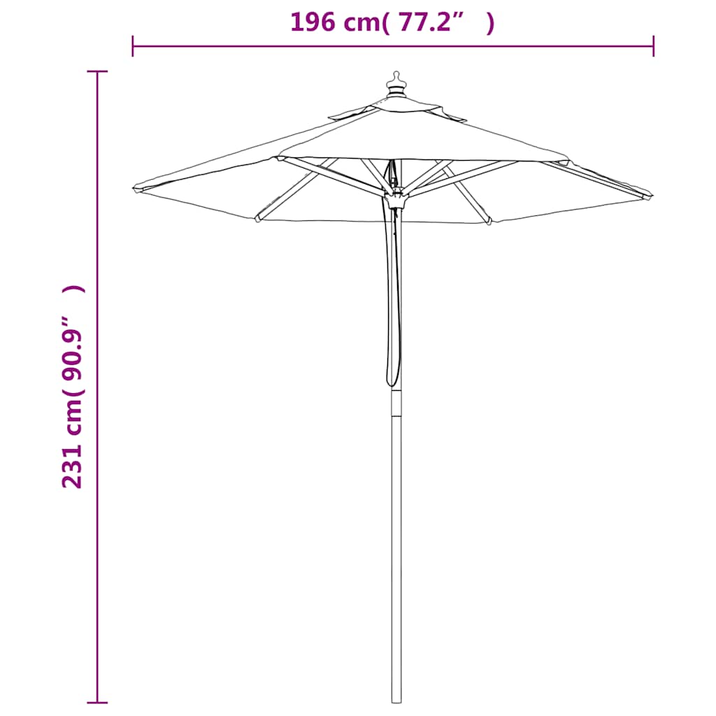 Parasol De Jardin Avec Mât En Bois Sable 196X231 Cm