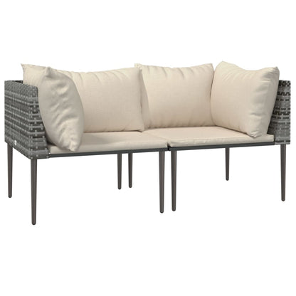 Salon De Jardin 3 Pcs Avec Coussins Gris Résine Tressée