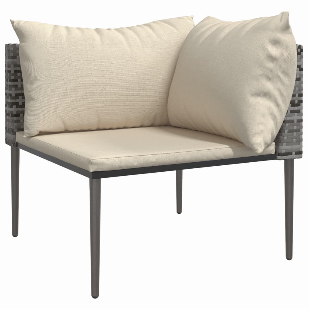 Salon De Jardin 3 Pcs Avec Coussins Gris Résine Tressée