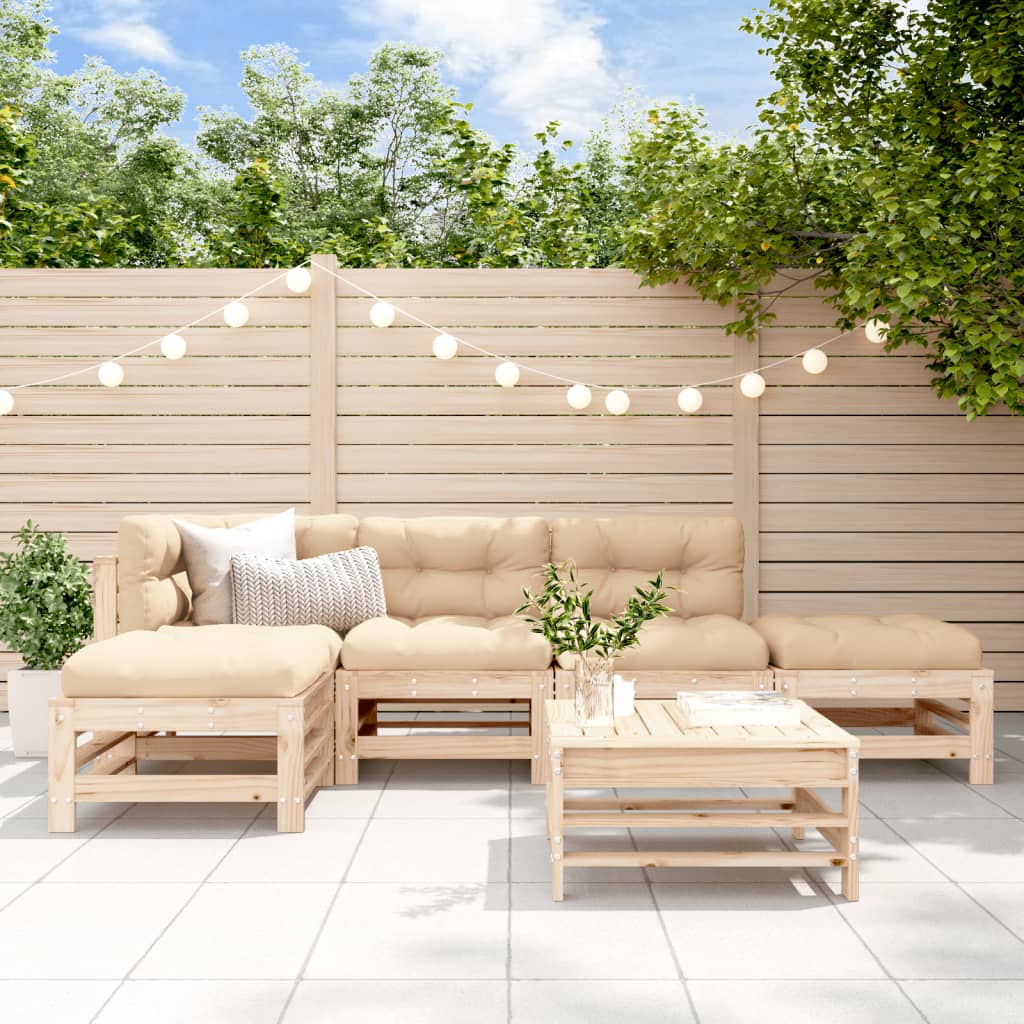 Salon De Jardin 6 Pcs Bois De Pin Massif